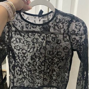 sheer sparkly leopard crop top